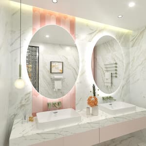 22 in. W x 30 in. H Oval Frameless Super Bright LED Backlighted Anti-Fog Wall Bathroom Vanity Mirror