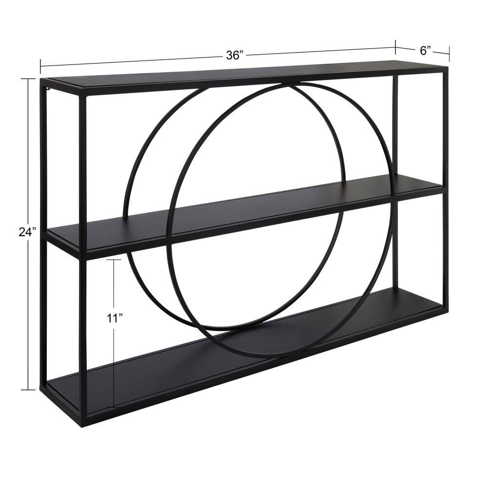 Pirzada Mid-Century Modern Black Wood Floating Wall Shelf
