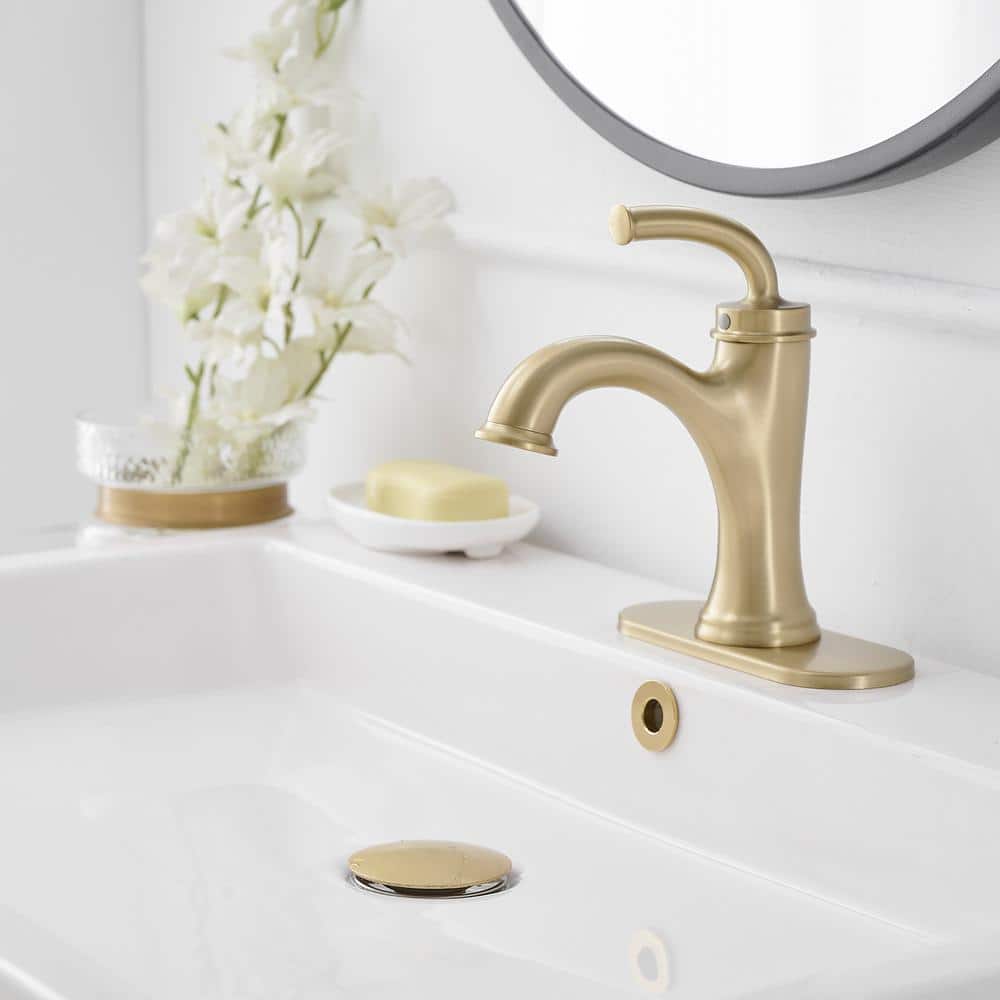Brushed Gold Single Handle Stainless Steel Bathroom Faucet