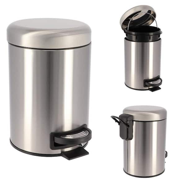 Stainless Steel Oval Bathroom Trash Can Wastebasket W/ Lid 1.3