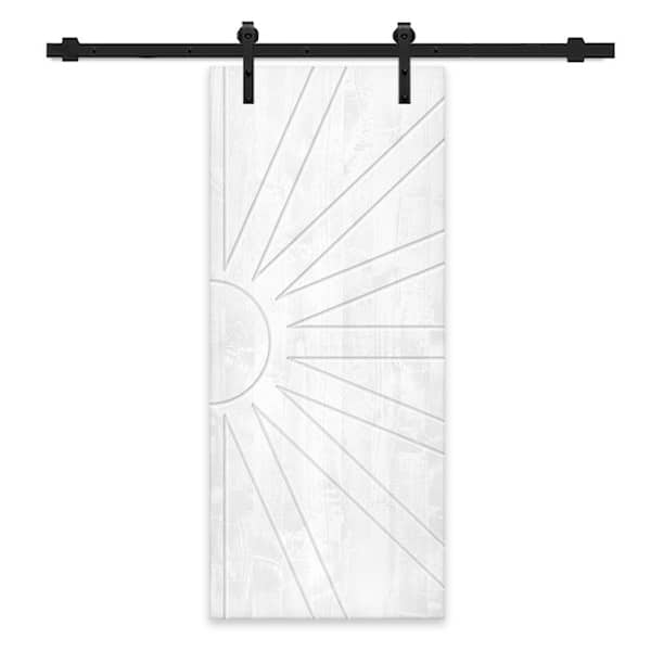 CALHOME 24 in. x 80 in. White Stained Pine Wood Modern Interior Sliding Barn Door with Hardware Kit