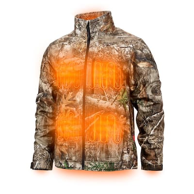 Men's Large M12 12V Lithium-Ion Cordless QUIETSHELL Camo Heated Jacket with (1) 3.0 Ah Battery and Charger