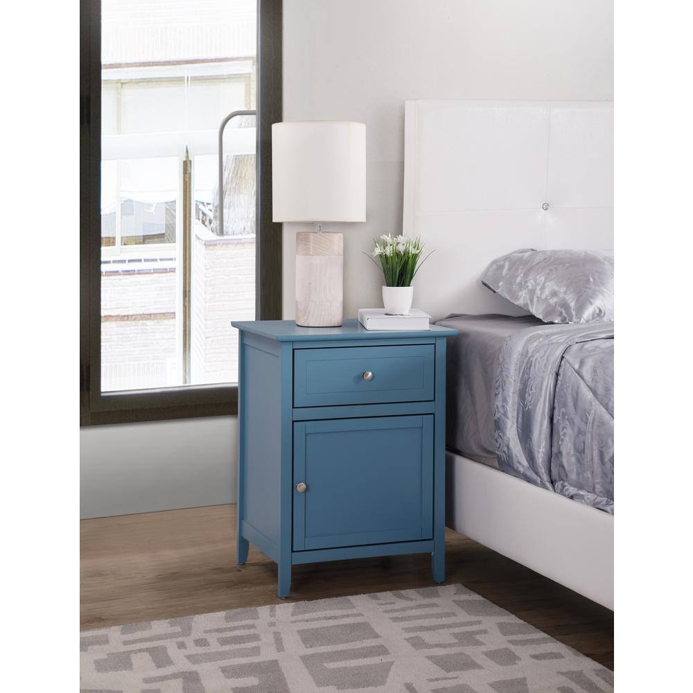 Lzzy 1-Drawer Teal Nightstand (25 in. H x 19 in. W x 15 in. D)