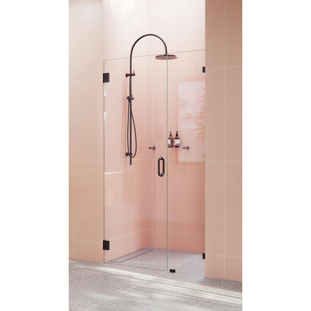Illume 37.25" x 78" Frameless Shower Door in Oil Rubbed Bronze with Clear Glass