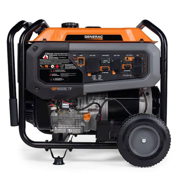 12500/9500-Watt Electric Switch Tri-Fuel, Gas, Propane, Natural Gas Portable Generator w/ Wheel and Handle Kit, 49ST