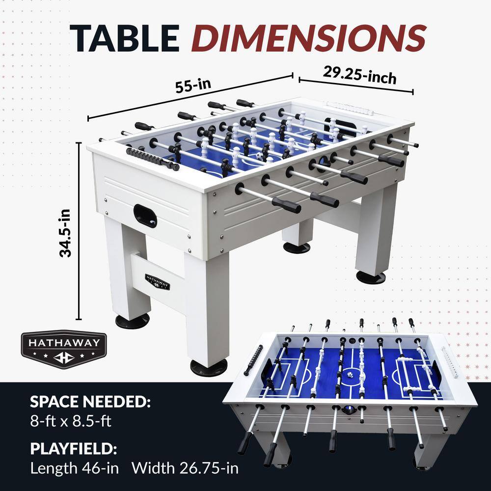 Highlander 55'' White Outdoor Foosball Table with Aluminum Rods