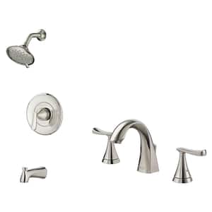 Chatfield Single-Handle 3-Spray Tub and Shower Faucet and 8 in. Bathroom Faucet Set in Brushed Nickel (Valve Included)