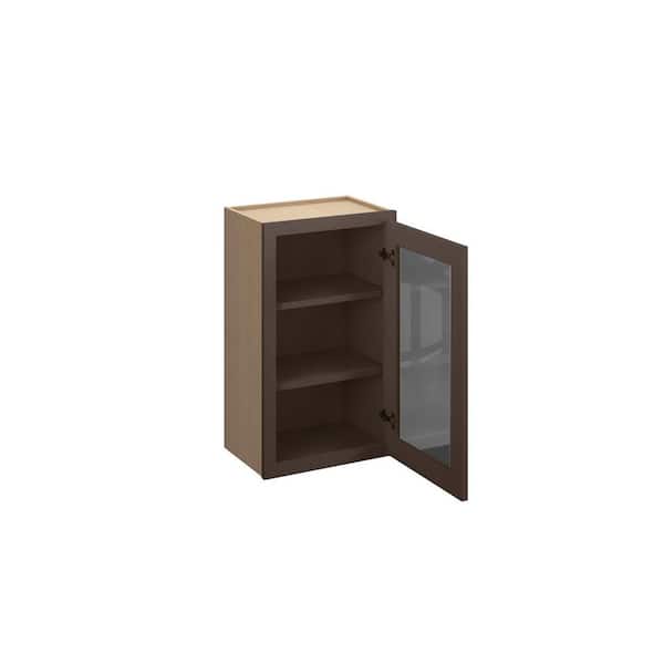 Kunal Kitchens Jamestown Recessed 15 in. W x 30 in. H x 12 in. D in Espresso Plywood Assembled Glass Door with Finished Interior Wall