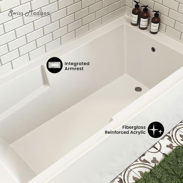 Windward 5 ft. Left-Hand Drain with Three-Sided Integral Tile Flange Acrylic Bathtub in White Windward 5 ft. Left-Hand Drain with Three-Sided Integral Tile Flange Acrylic Bathtub in White