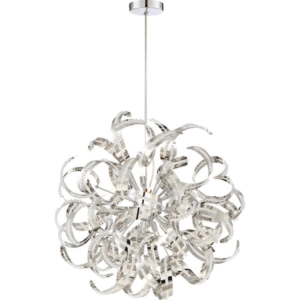 Ribbons 23 in. 12-Light Crystal Chrome Pendant