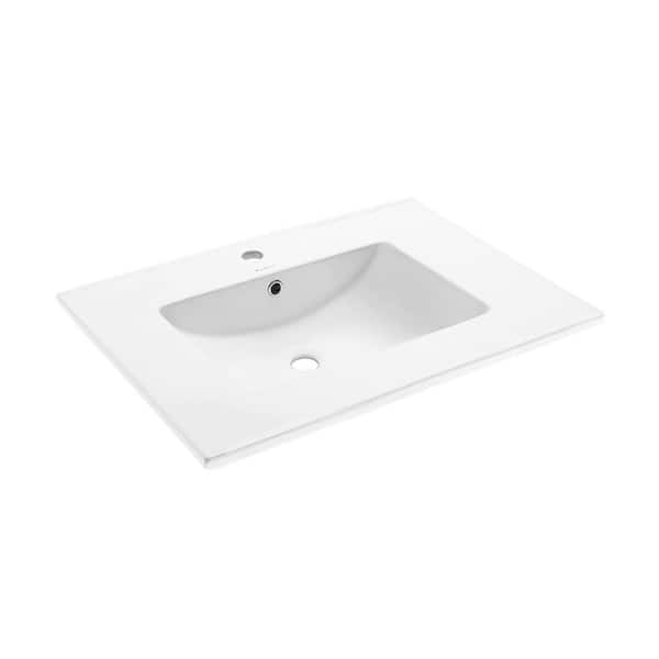 30 in. W x 18 in. D Ceramic Vanity Top in Glossy White