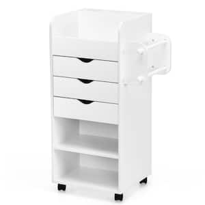 White Kitchen Cart with Rolling Casters