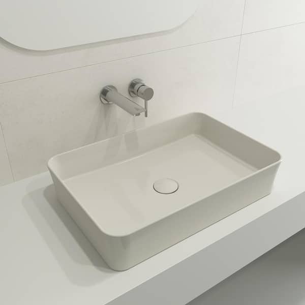 BOCCHI Sottile Biscuit Fireclay Rectangular 21.5 in. Vessel Sink