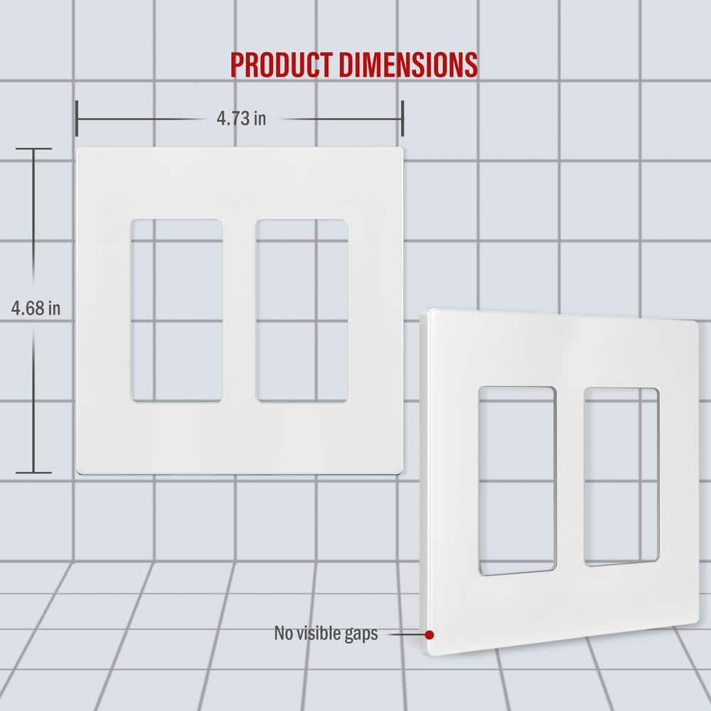 White 2-Gang Screwless Plastic Wall Plate Set
