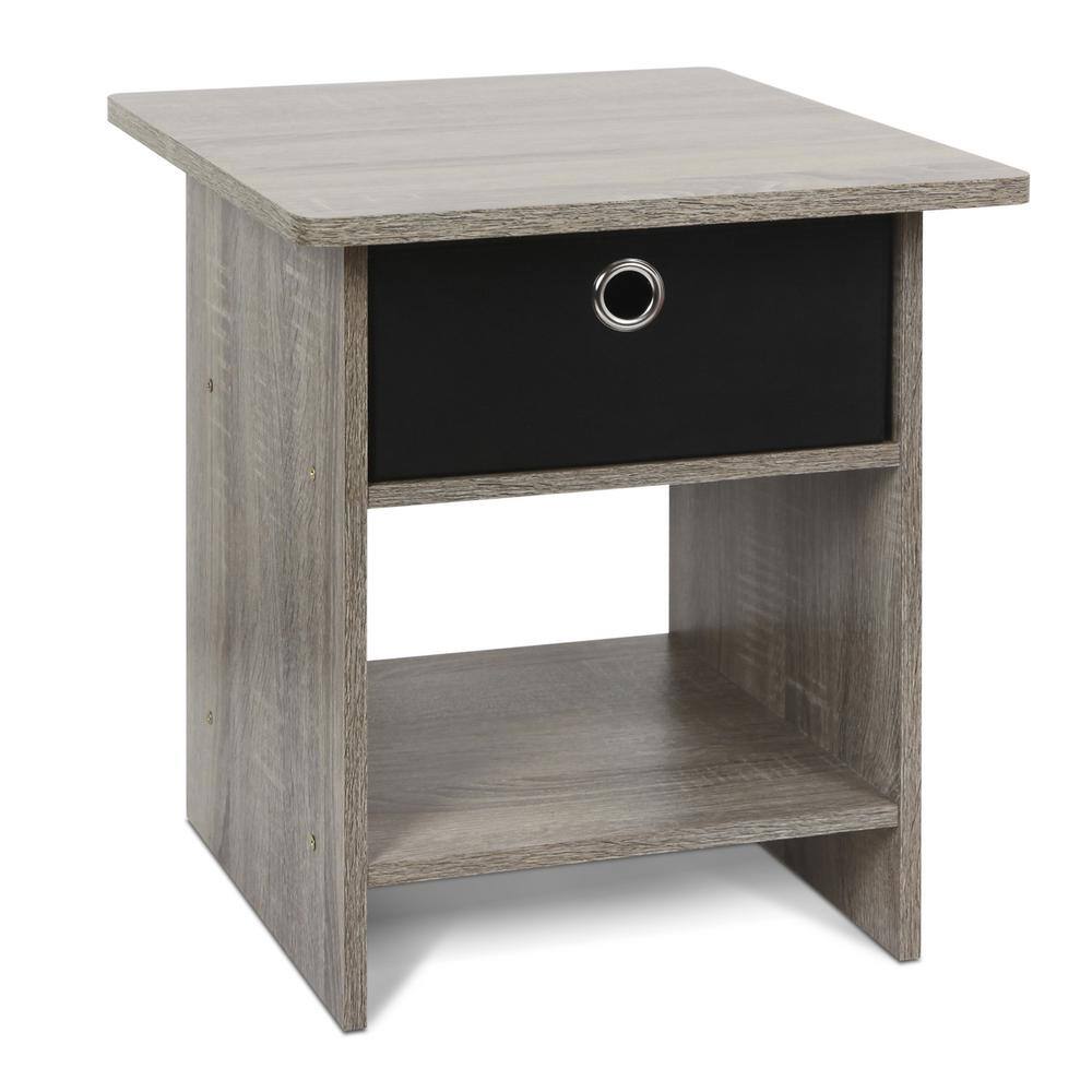 Furinno Andrey End Table Nightstand with Bin Drawer,1 Pack Sonoma Oak//Ivory