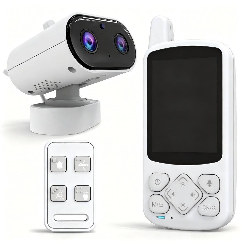 Premium Elderly Monitoring Camera System, with 2.8 in. Screen, Night Vision, Two-Way Audio and One-Click SOS Alert