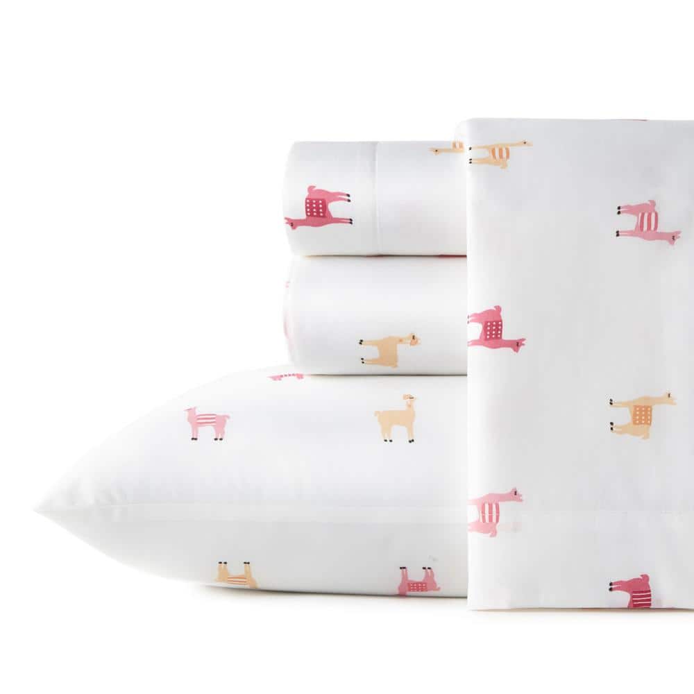 Miss Llama 4-Piece Pink Graphic Cotton Queen Sheet Set price history on PriceWatchPro