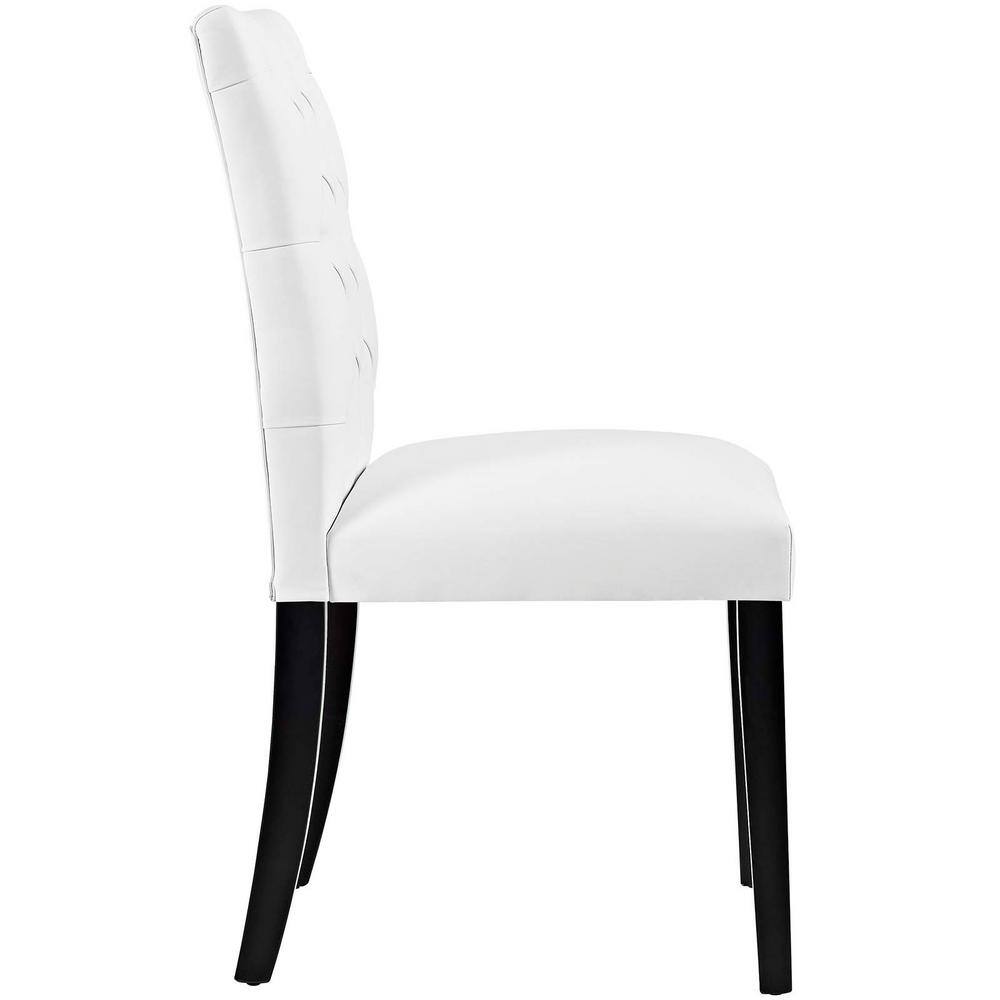 White Faux Leather Tufted Parsons Dining Chair