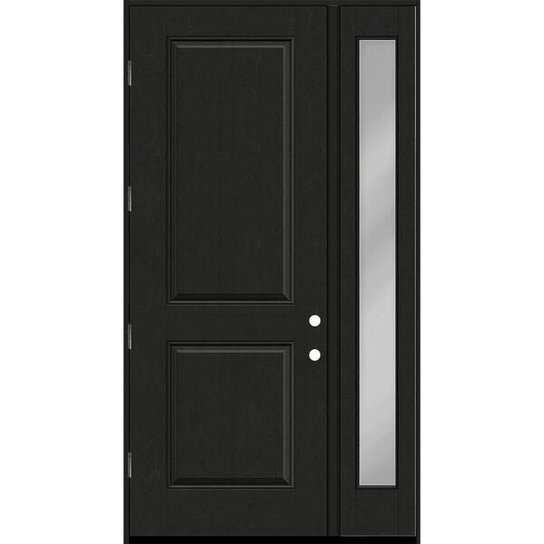 Steves & Sons Regency 51 in. x 96 in. 2P Squaretop RHOS Onyx Stain Mahogany Fiberglass Prehung Front Door with Clear 12 in. SL 6-9/16