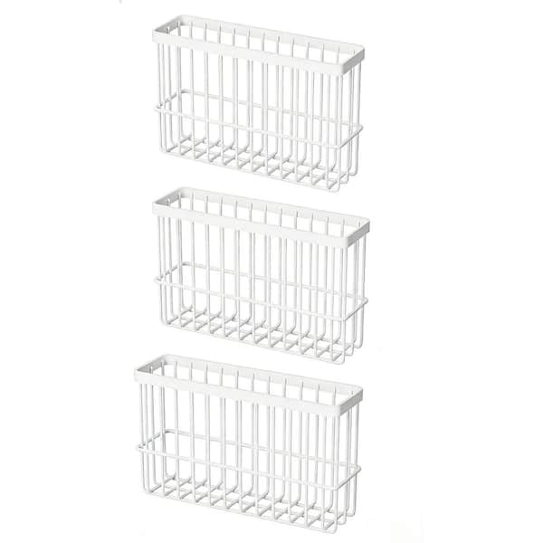 10.24 in. 3 Pack Metal Spice Rack Wall Mounted Storage Boxes in White