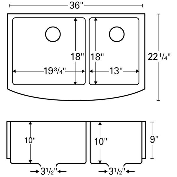 Karran Elite Apron Front Stainless Steel 36 In 16 Gauge Double Bowl Kitchen Sink El 87 The Home Depot