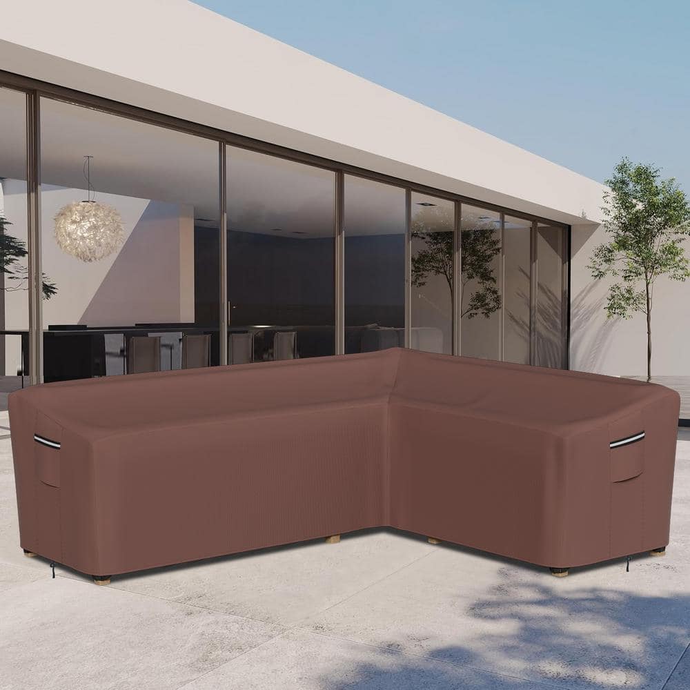 Patio Left-facing L-Shaped Sectional Sofa Cover, Outdoor Heavy-duty Waterpr