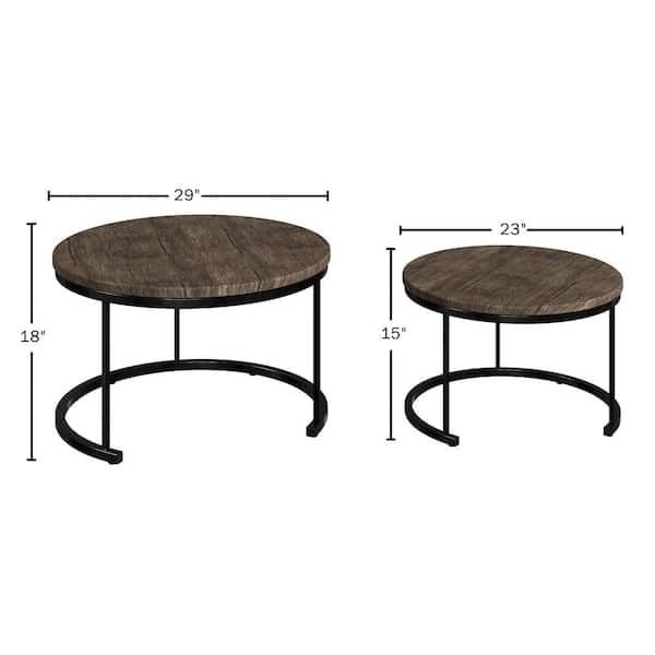 Lavish Home Round 29 in. Coffee Table Set-2-Piece Nesting Tables