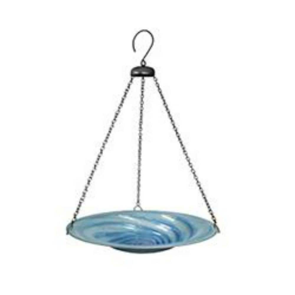 Evergreen Blue Swirl Glass Hanging Birdbath ZKR2BF7193EC The Home Depot