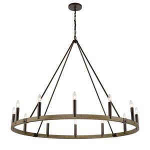 Val de Loire 50 in. W 12-Light Oil Rubbed Bronze Chandelier with No Shades