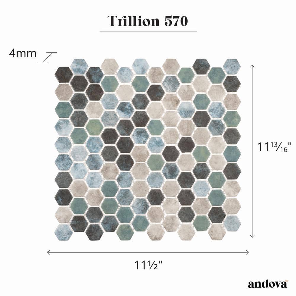 Trillion Matte Blue Glass Hexagon Mosaic Tile