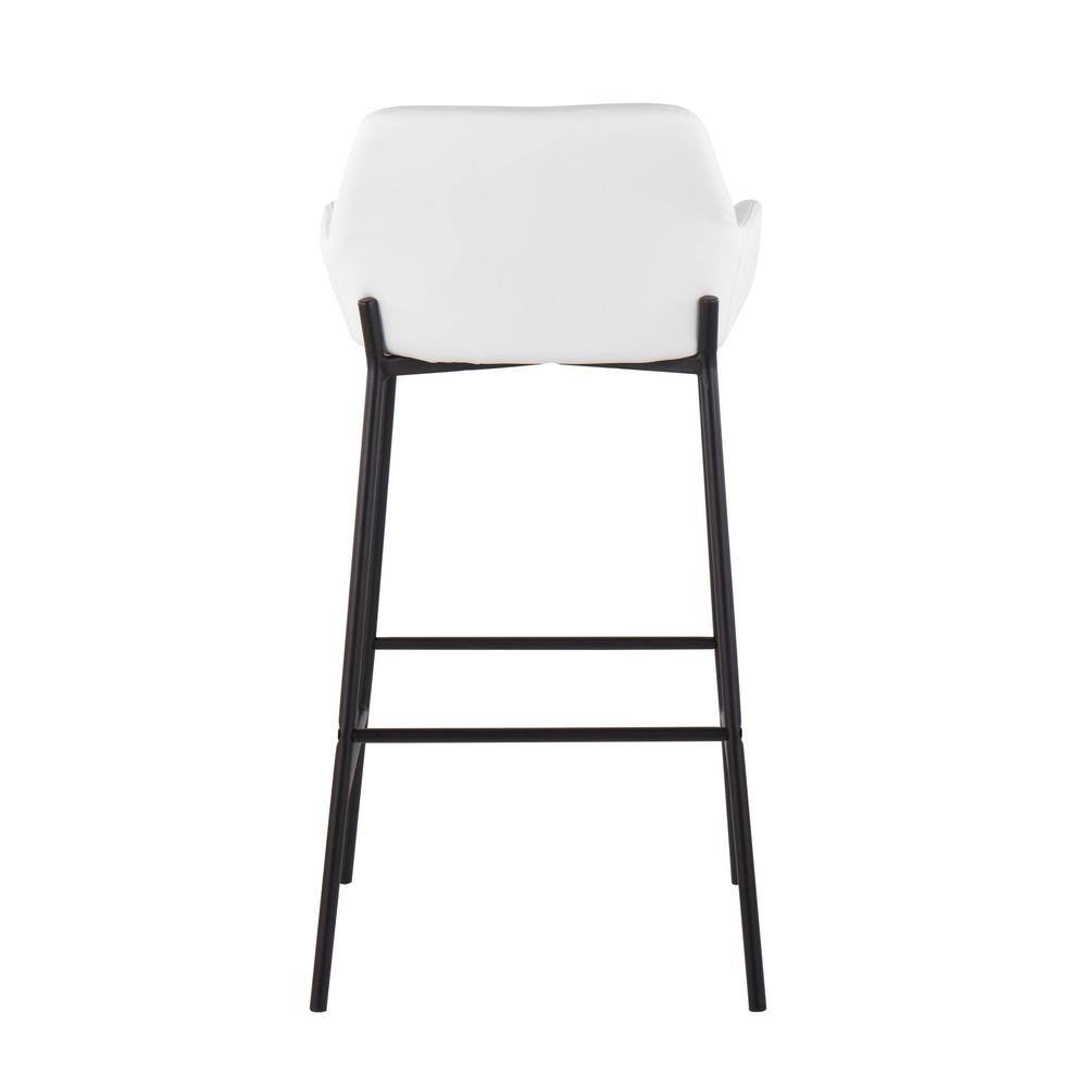 Daniella Industrial Black Metal and White Faux Leather Barstools - Set of 2