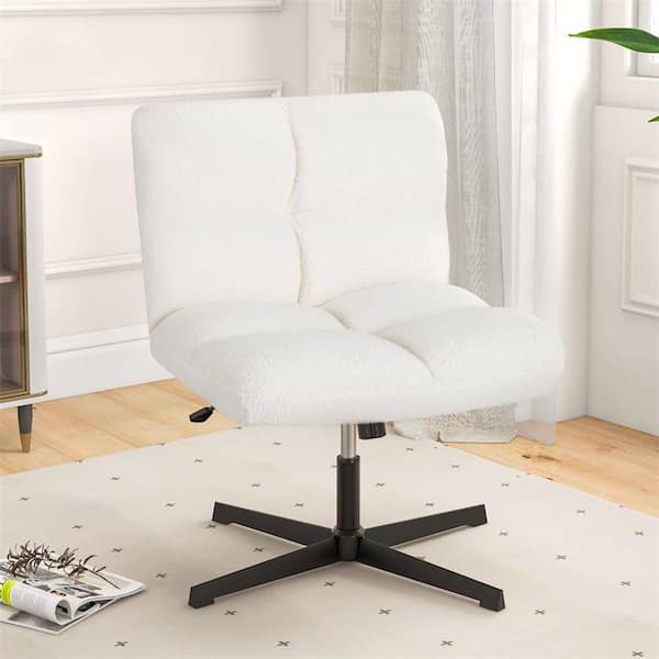Costway Luxor Fabric Seat Adjustable Height Cushioned Swivel Ergonomic Office Chair in Beige with No Arms