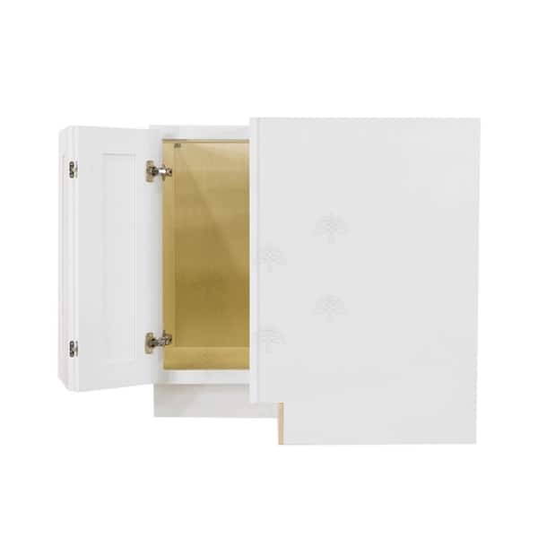 LIFEART CABINETRY Lancaster White Plywood Shaker Stock Assembled Base Lazy Susan Kitchen Cabinet 33 in. W x 34.5 in. H x 24 in. D