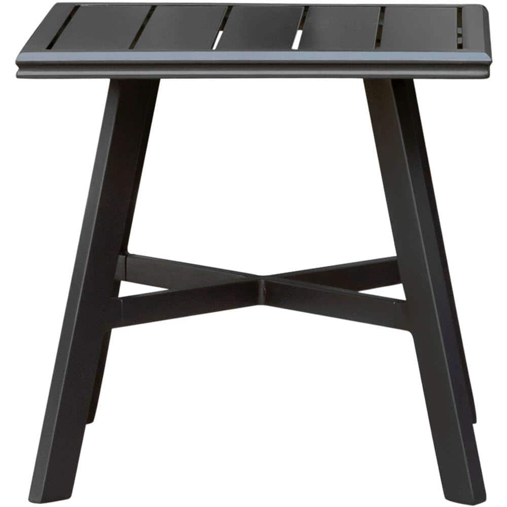 Hanover Gunmetal Aluminum 22" Square Slat-Top Outdoor Side Table