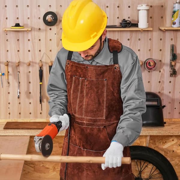SKYSHALO Leather Welding Work Apron, Heavy Duty Cowhide Welding