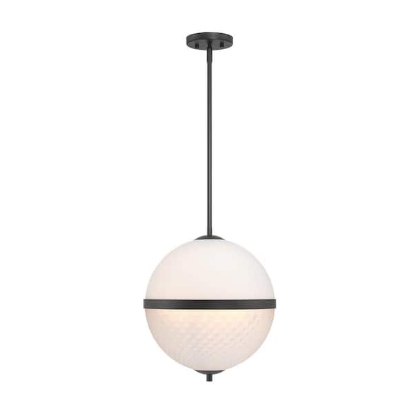 Designers Fountain Dia 60-Watt 3 Light Matte Black Pendant with Etched Opal Glass Shade