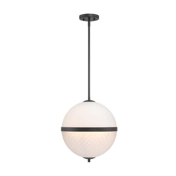 Designers Fountain Dia 60-Watt 3-Light Matte Black Modern Pendant Light with Etched Opal Glass Shade and No Bulbs Included