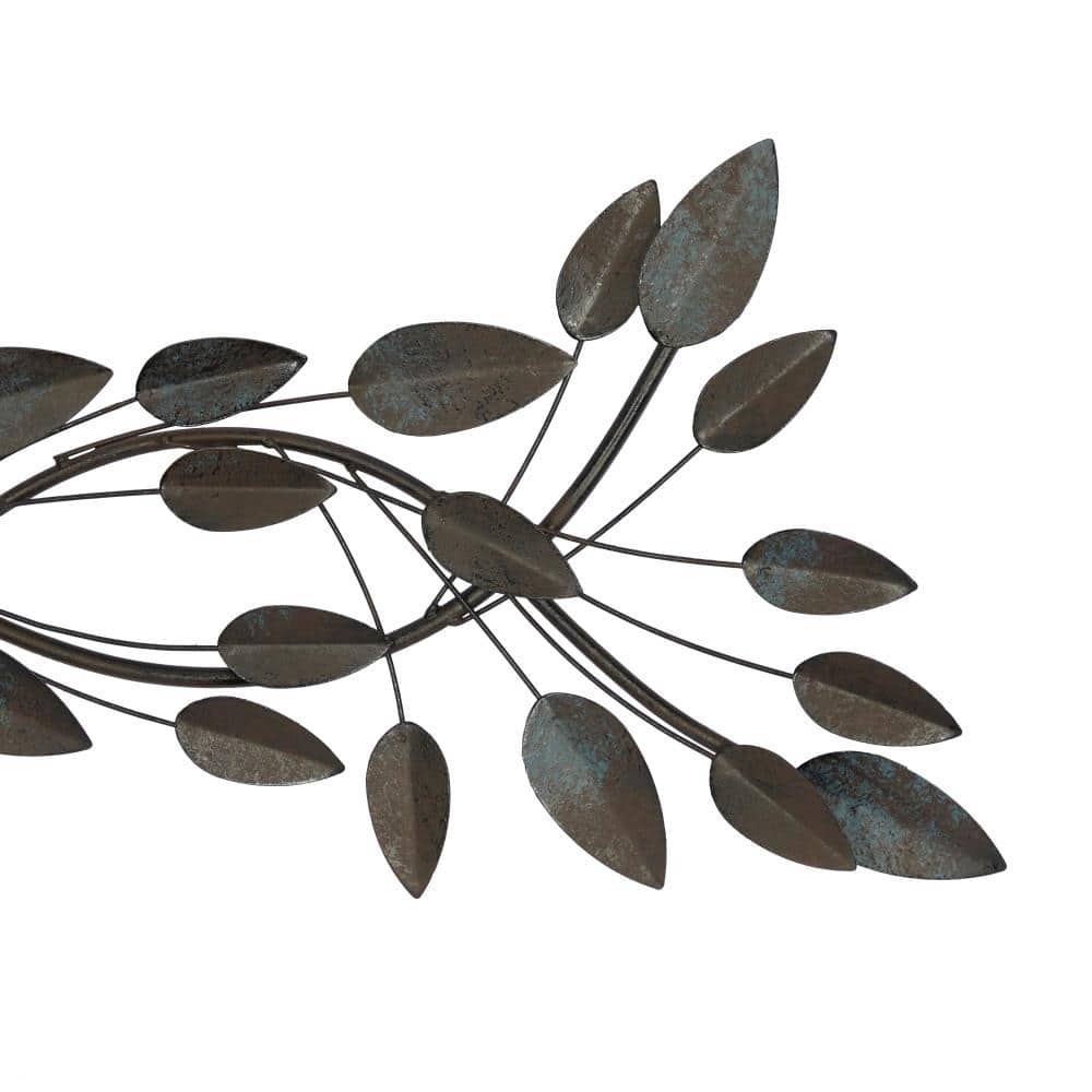 Brown Metal Leaf Horizontal Wall Sculpture 12" x 48"