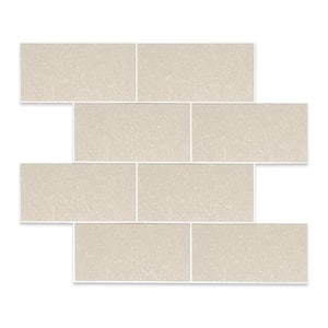 12 in. x 12 in. PVC Shiny Khaki Peel and Stick Backsplash Subway Tiles for Kitchen (10-Sheets/10 sq. ft.)
