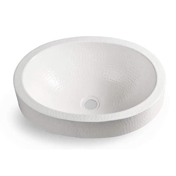 Monarch Abode 17 in. Hand Hammered Skirted Vessel Bathroom Sink in Classic White