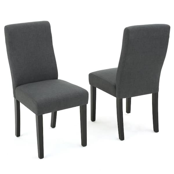 Noble House Corbin Dark Grey Fabric Upholstered Dining Chair (Set of 2)