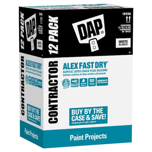 Alex Fast Dry 10.1 oz. White Acrylic Latex Plus Silicone Caulk (Contractor 12-Pack)