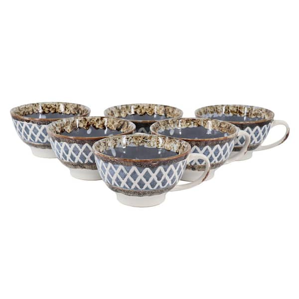 Meritage Otis 6 Piece 27 Ounce Stoneware Soup Bowl with Handle Set in Gray