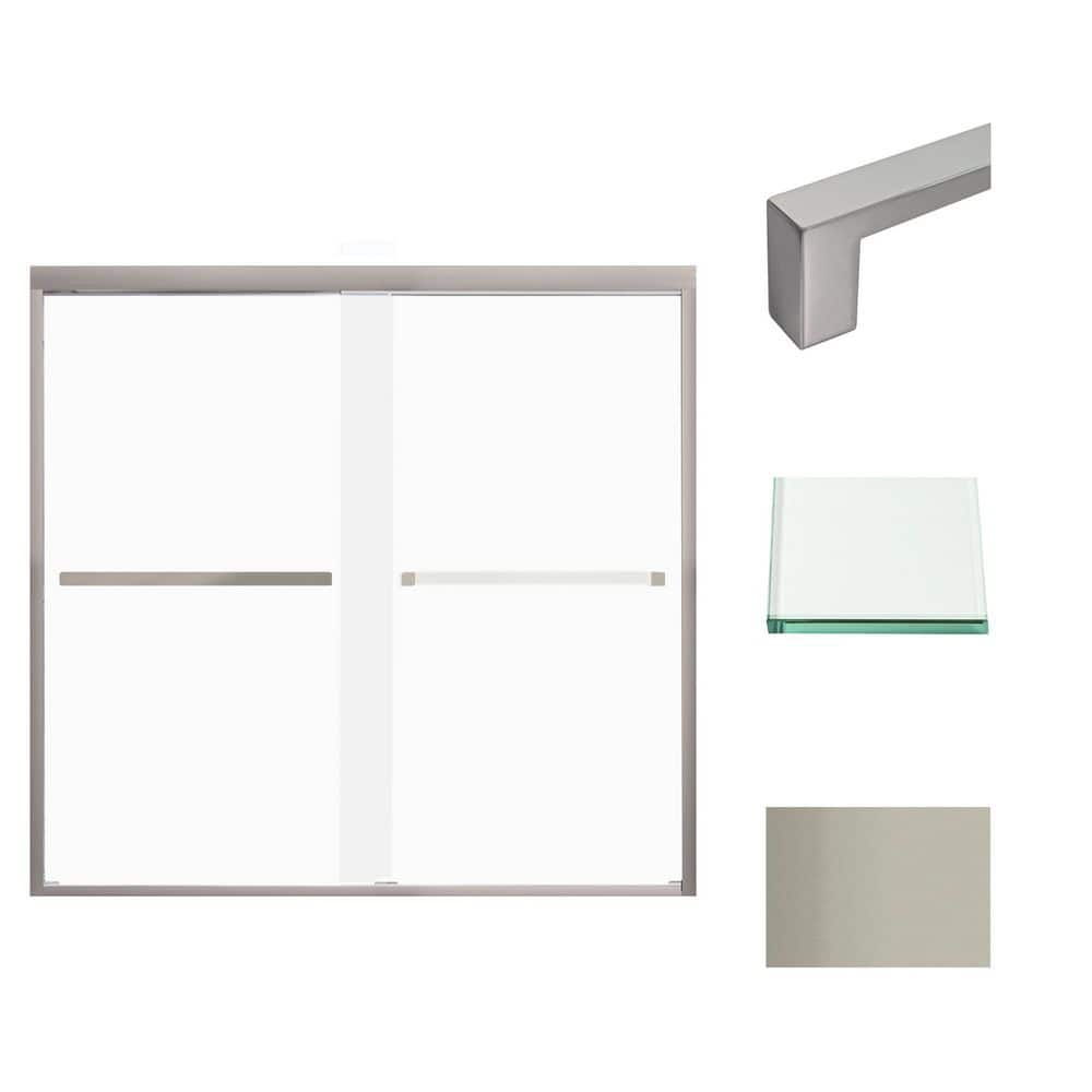 Frederick 59 in. W x 58 in. H Sliding Semi-Frameless Shower Door in Brushed Stainless with Frosted Glass price history on PriceWatchPro