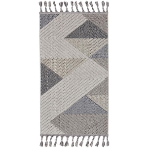 Paxton Grey/Slate 2 ft. x 5 ft. Geometric Contemporary Kitchen Area Rug
