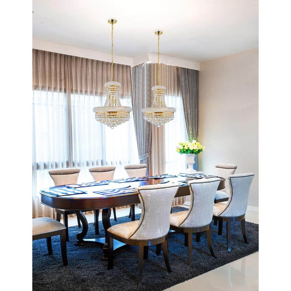 Empire Crystal Elegance 18" Gold Chandelier with Glittering Details