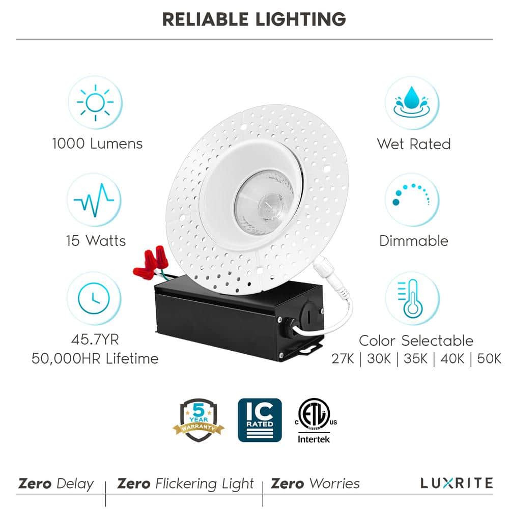White Aluminum Trimless LED Recessed Lighting Kit