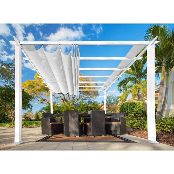 Paragon Outdoor Paragon 11 ft. x 11 ft. White Aluminum Pergola with an