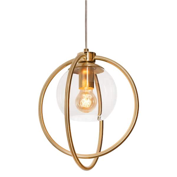 Jamie 1-Light Satin Brass Shaded Pendant Light