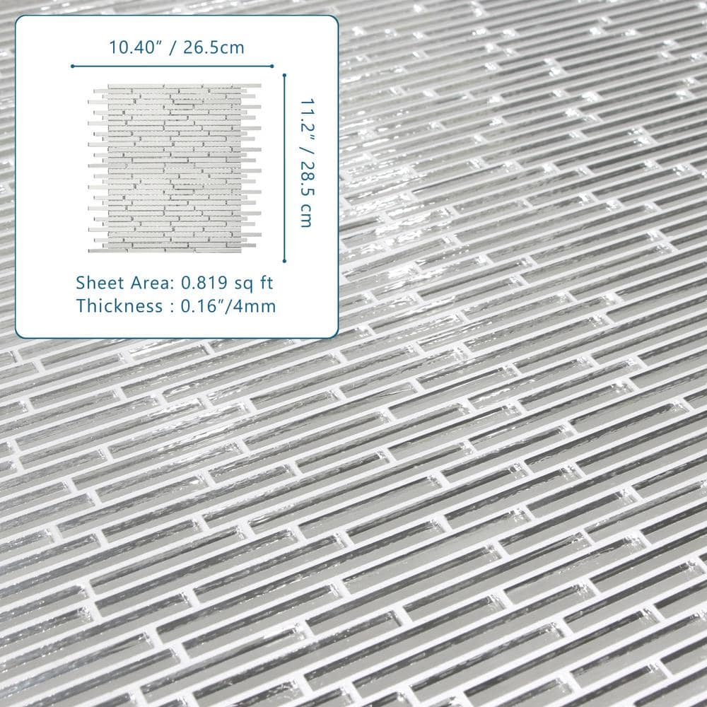 10.4" x 11.2" Silver Mirrored Glass Mosaic Wall Tile